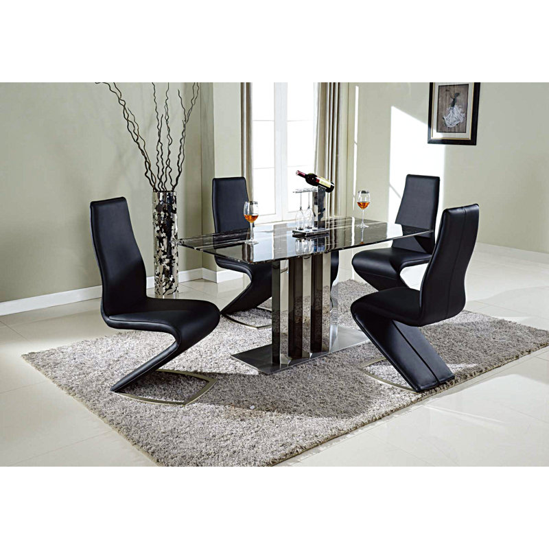 Downe 18'' H Upholstered Side Chair, Black