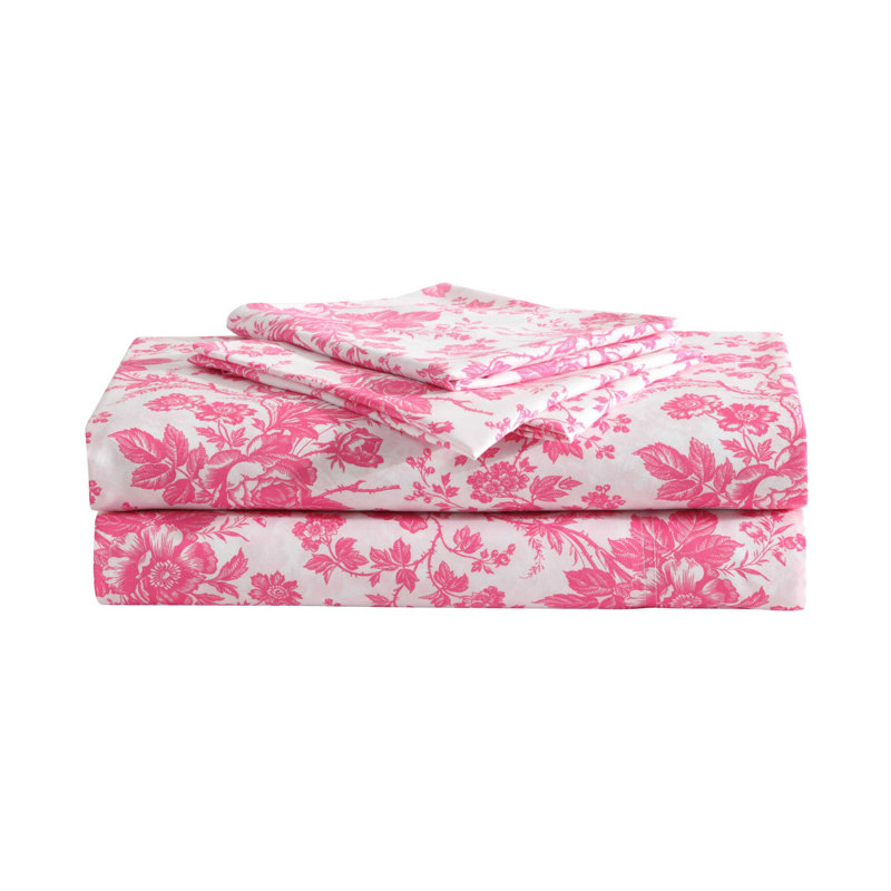 Betsey Johnson Printed Novelty Sheet Sets, Skulls Pink, Twin XL Sheet Set with 1 Standard Pillowcase