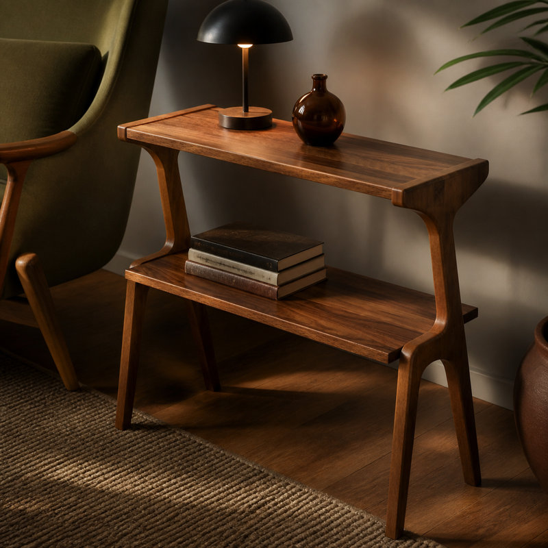 Table d'appoint 27,56 "Mid-Century moderne avec structure en métal