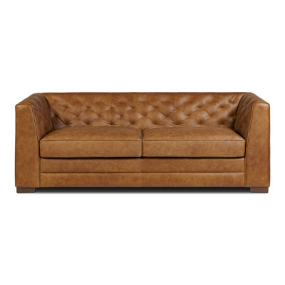 Essex 86" Genuine Leather Pull-Out Convertible Sleeper Sofa by Poly & Bark