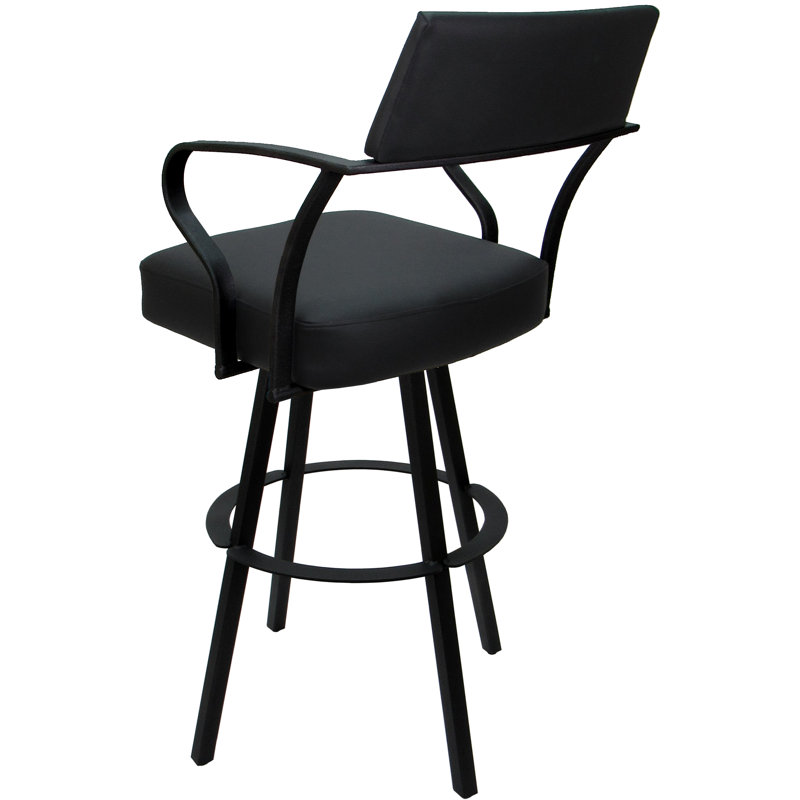 Tabouret de bar pivotant en métal 30 po Vickky, Noir, Noir