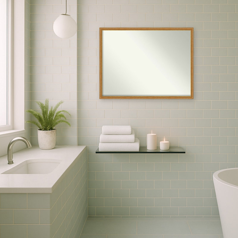 Miroir mural de salle de bain Radcliff, L 19 po x H 25 po, Cordelia or fin