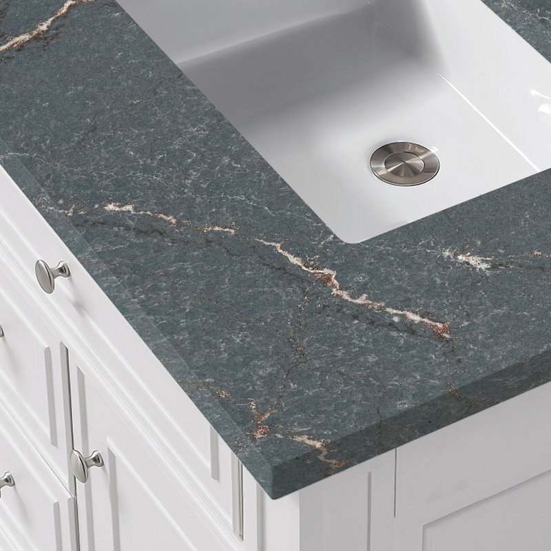 Bristol 30'' W Single Vanity, Bright White, Parisien Bleu Quartz, 8" Widespread
