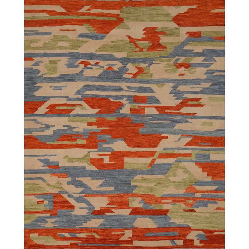 Tapis moderne multicolore de style distinctif kilim 9 x 10