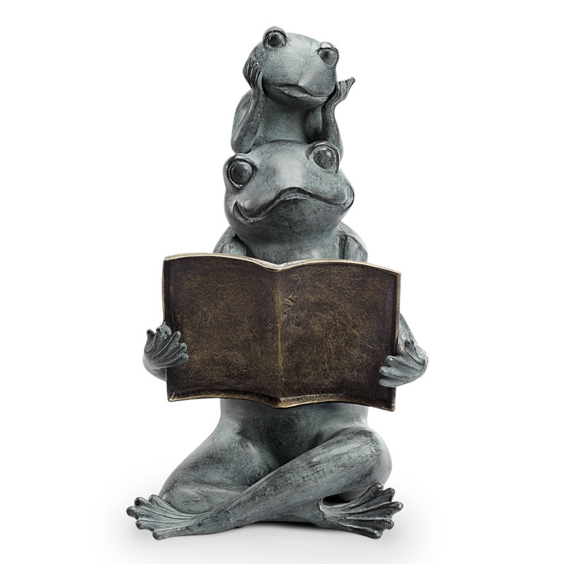 Statue de jardin de famille grenouille lisant