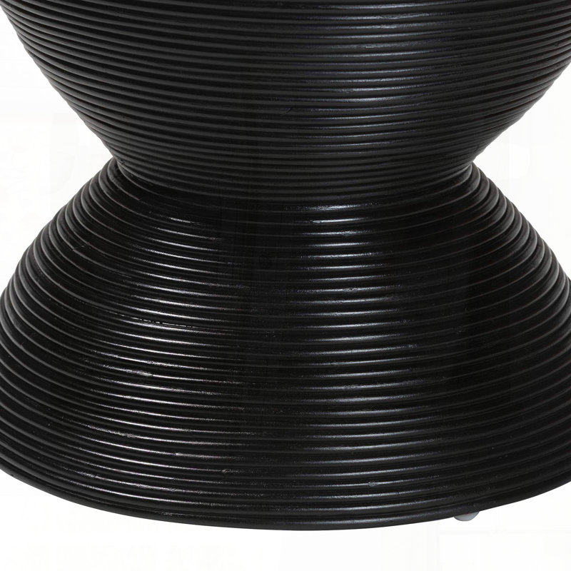 Table d'appoint stratifiée en rotin naturel avec silhouette de sablier - noir