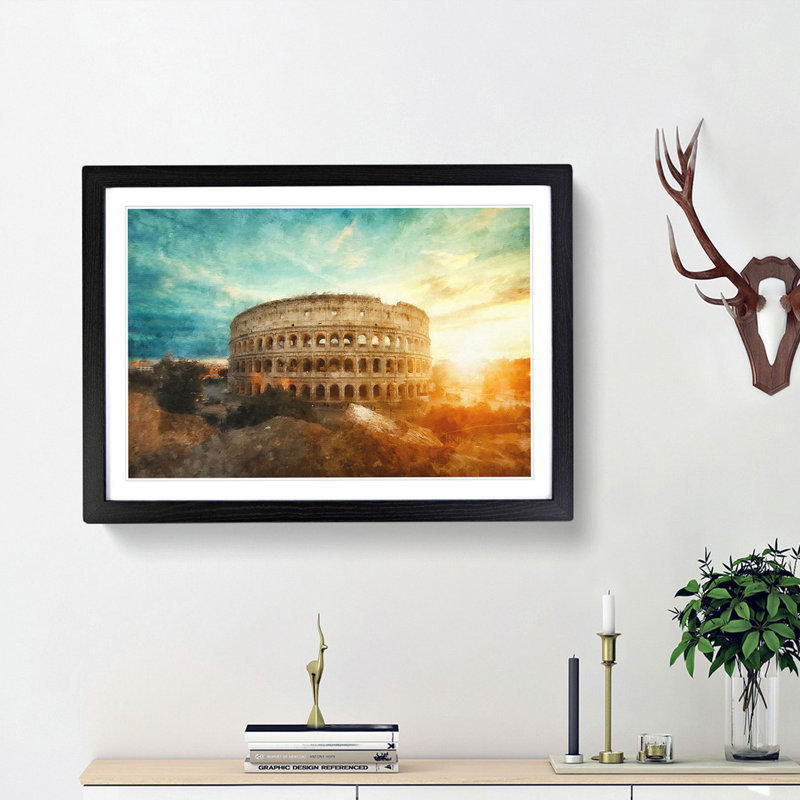 The Colisium in Rome Italy - Picture Frame Painting Print, Black Framed, 62cm H x 87cm W x 2cm D