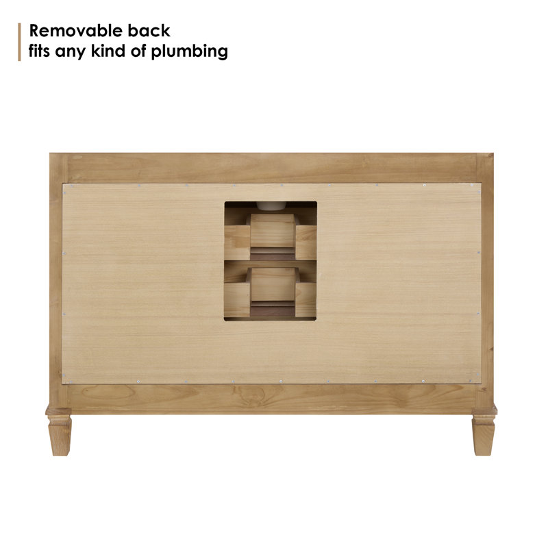 Solana 47.2" Weathered Fir Wood Vanity Base with Rattan Accents