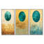 «Teal Sun Over Golden Grids - Abstract Mid-century», reproduction de toile 3 pièces-129013216-129013219