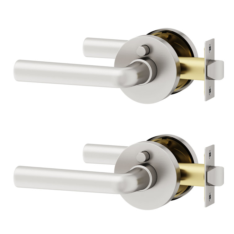 Arc Privacy Door Lever with Push Button and Round Rosette