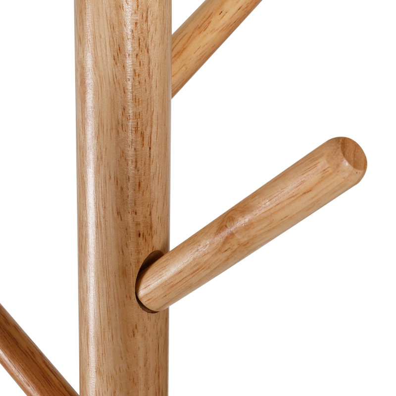 Portemanteau autoportant moderne avec base ronde, noir / bois naturel