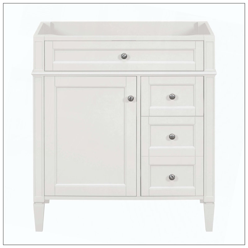 Meuble-lavabo 2 tiroirs Modern Modern, Nickel brossé, Blanc