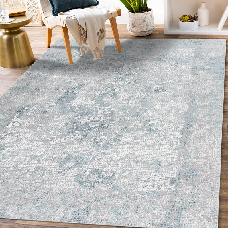 Tapis gris / bleu Brazell, Rectangle 10 pi 3 po x 14 pi