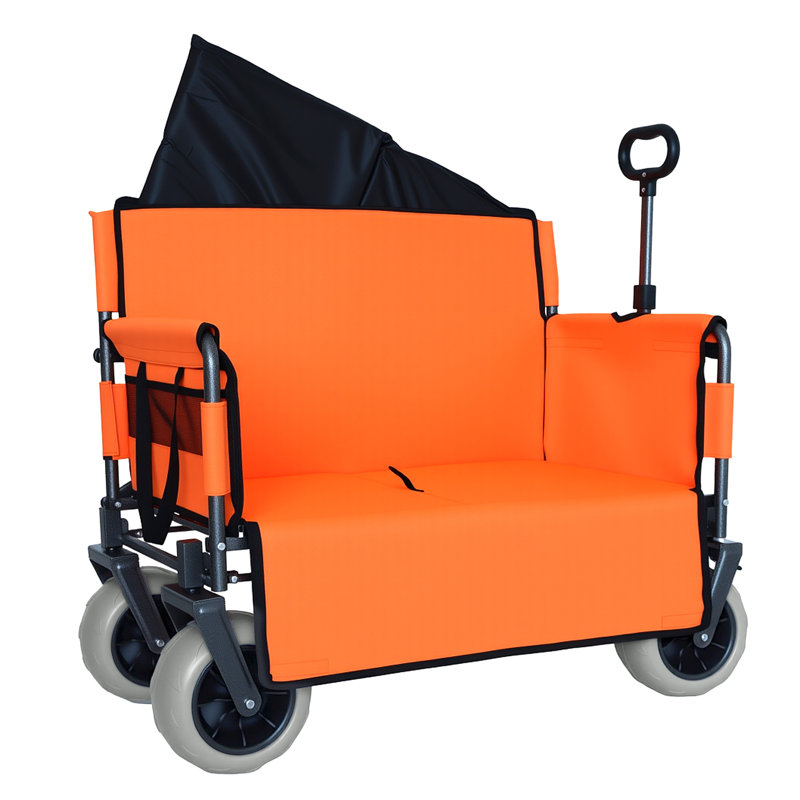 Chariot utilitaire pliable orange 3 en 1 avec siège et capacité de 500 lb