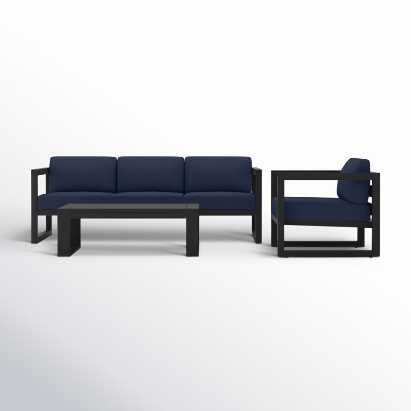 Smith 5 - Person Patio Conversation Set with Cushions, Spectrum Indigo Sunbrella®, Slate Grey