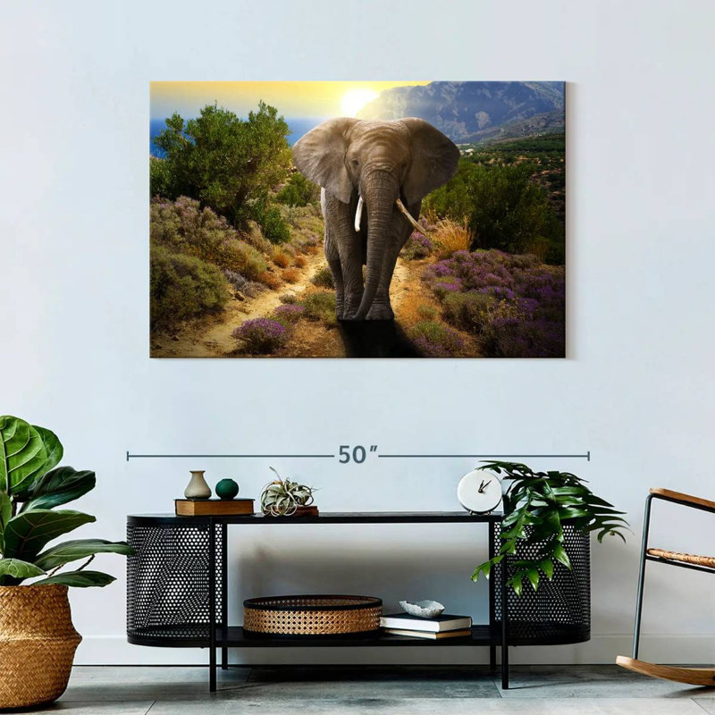Elephant Frolicking, 30" H x 45" W