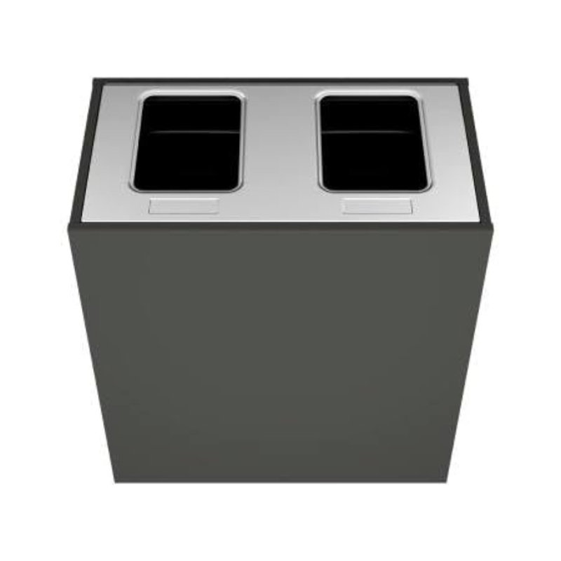 Poubelle de recyclage et de poubelle Sturdy Essentials Stratus Series de style moderne avec finition gris ardoise, double bac avec deux ouvertures complètes pour les déchets