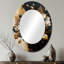 Daisy Bunch II bleu et doré - Miroir décoratif floral ovale sur métal-548481932