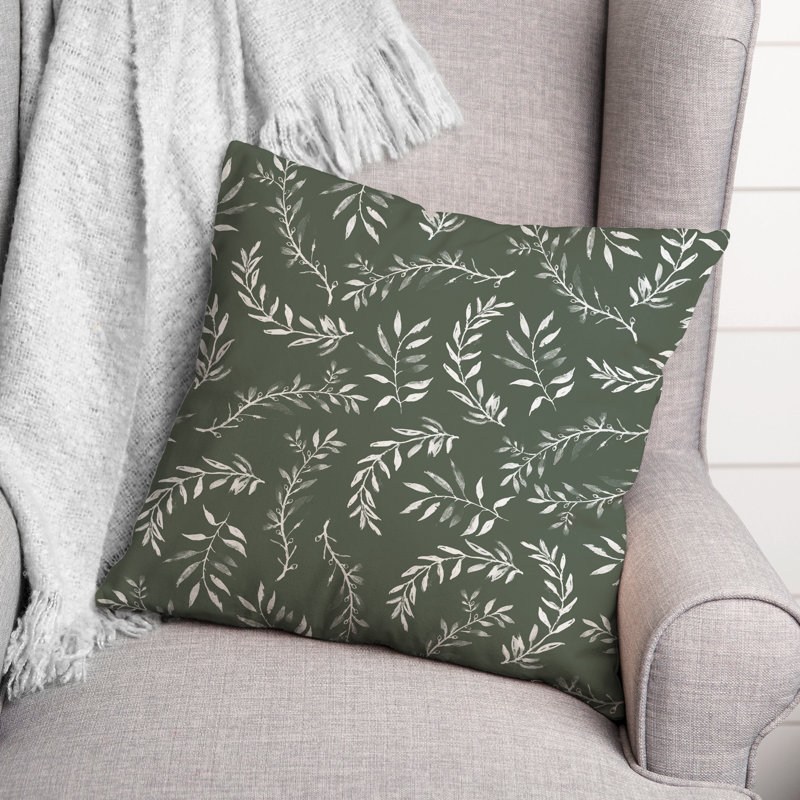 Floral Outdoor Reversible Throw Pillow, 18" H x 18" W, Sage