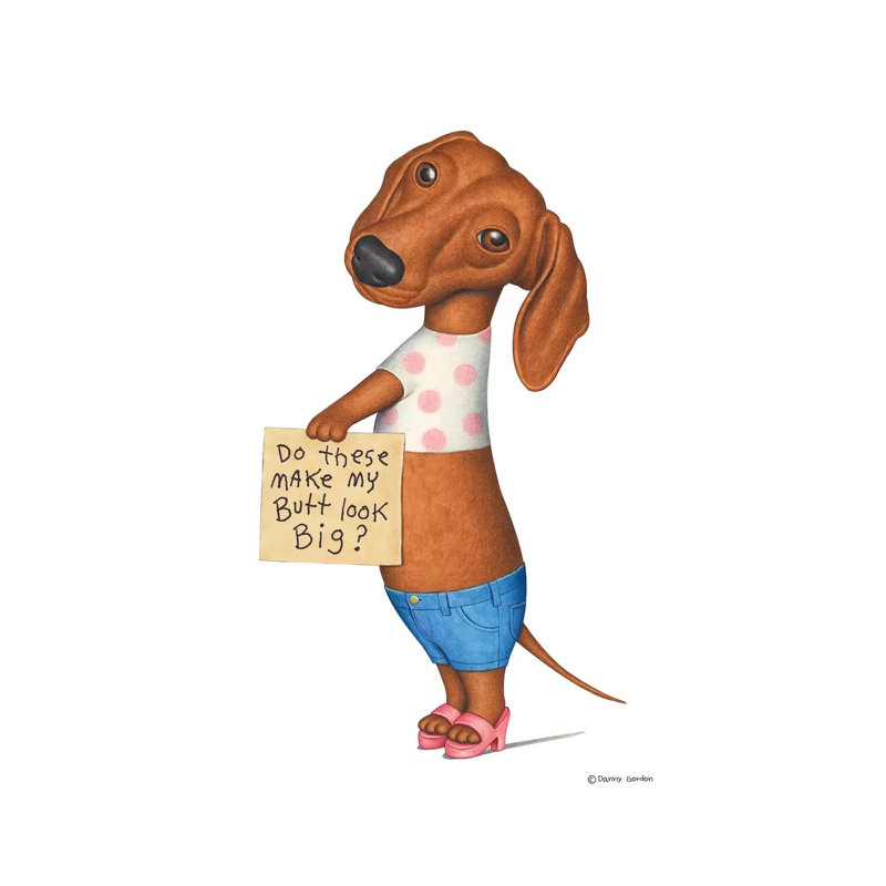 «Dachshund Jean Shorts» par Danny Gordon, impression sur toile tendue, H 40 po x l 26 po x P 1,5 po