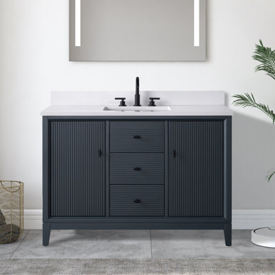 Ensemble de meuble-lavabo autoportant 48 po avec plateau en marbre Caldwell