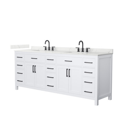 Beckett 84" Freestanding Double Bathroom Vanity with Quartz Top