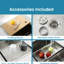 Évier de cuisine en acier inoxydable, 30 po x 22 po, sur comptoir à simple cuve, finition brossée fascinante, avec planche à découper, passoire et structure stable, conception attrayante de 30 po x 22 po