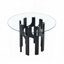 Table de salle à manger ronde en verre trempé avec base sculpturale en bois aggloméré noir pour 2 à 4 personnes