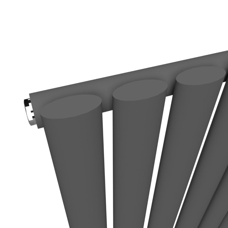 Oval Panel Radiators, 62cm H x 11cm W x 3cm D, Grey