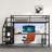 Black Full Size Loft Bed With L-Shaped Desk, , Led, Wardrobe, Stairs And Adjustable Shelf, Space, Designed For Fishing Teens Adults, Easy Assembly Experience Stairs, Led Tailored-2011901777