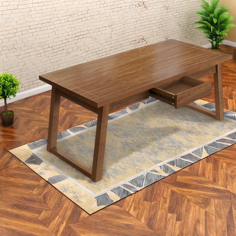Table de salle à manger spacieuse en bois, tiroir de rangement, charme Mid-Century