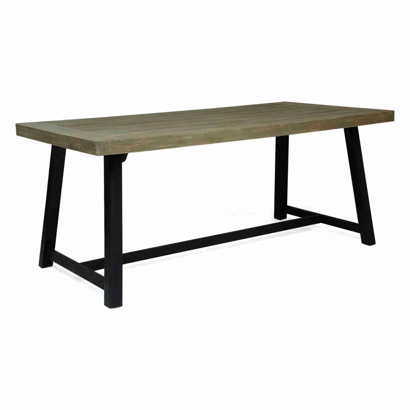Table rectangulaire, table de salle à manger d'extérieur en bois d'acacia