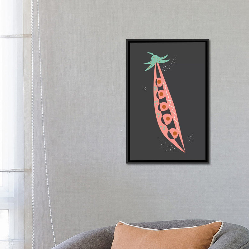 « pois », impression sur toile tendue, H 26 po x l 18 po x P 1,5 po, Toile avec cadre noir, Pas de tapis