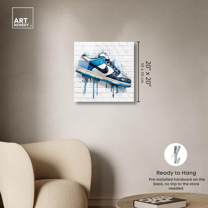 «Sneaker Drip Wall Sports», reproduction d'art par Art Remedy, H 20 po x l 20 po