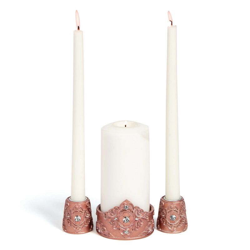 3.6'' H Resin Tabletop Candlestick, Rose Gold