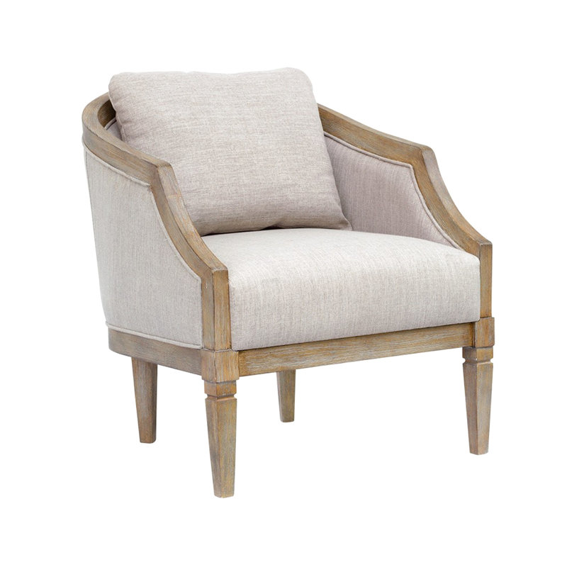 Élégante chaise d'appoint avec passepoil et bois récupéré sophistiqué avec pieds en tissage massif
