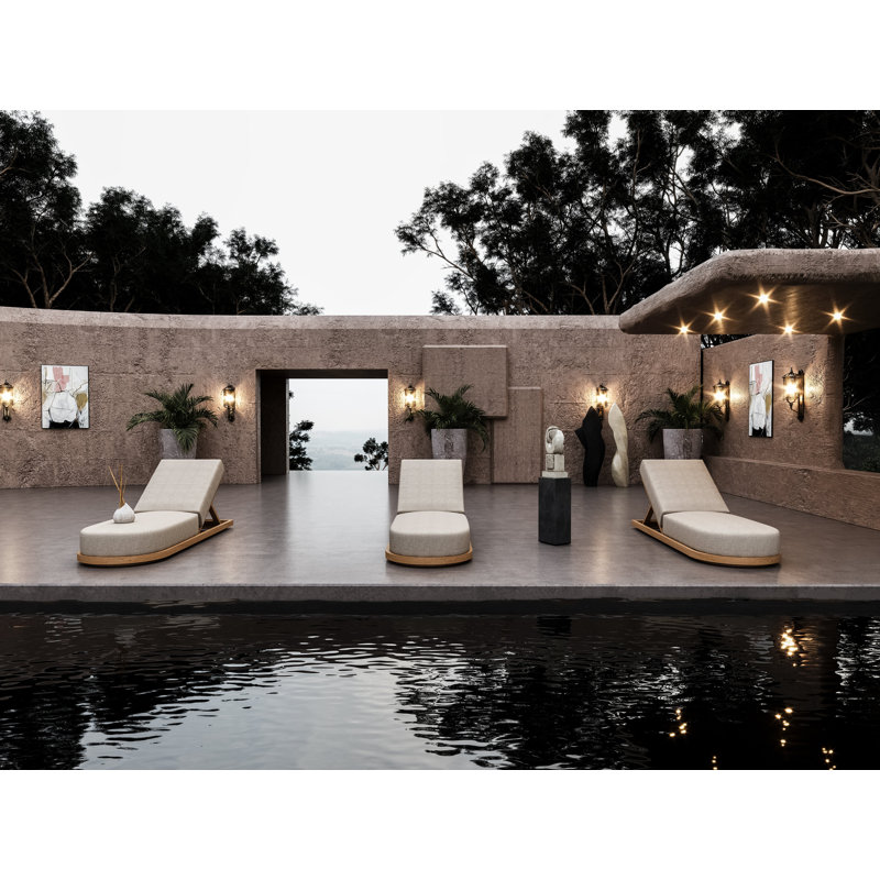 Muse Outdoor Teak Chaise Lounge, Gray