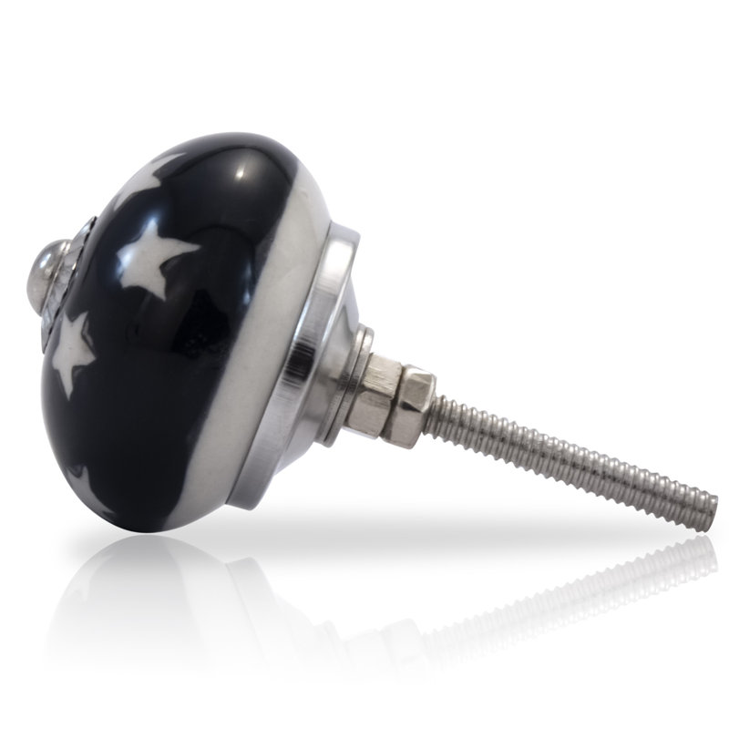 Hand-Painted Ceramic Round Knob with Mounting Hardware