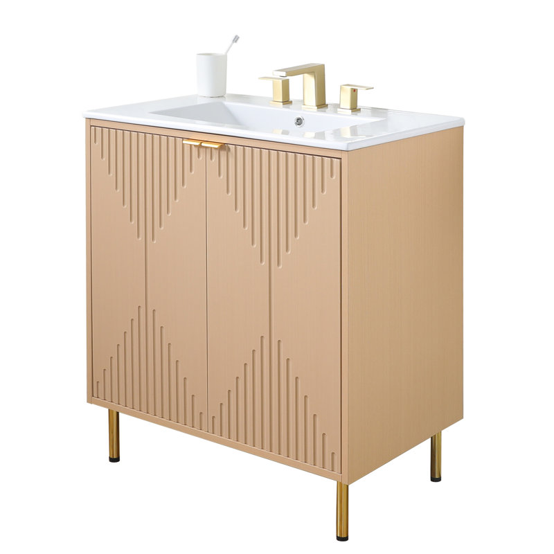 30'' Brown Modern Free-Standing Single Bathroom Vanity Set