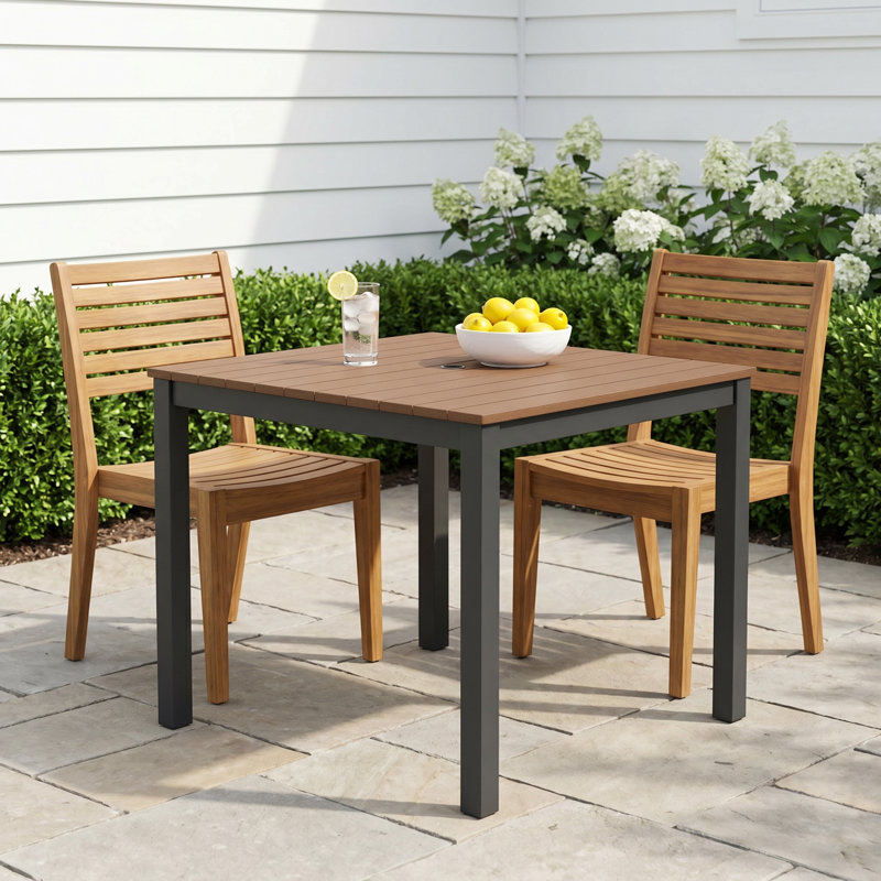 Townsend Square Plastic Top Dining Table, 33" W x 33" L x 29" H, Brown