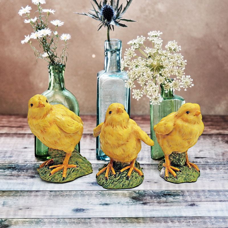 3 Piece Baby Chicken Statues Set