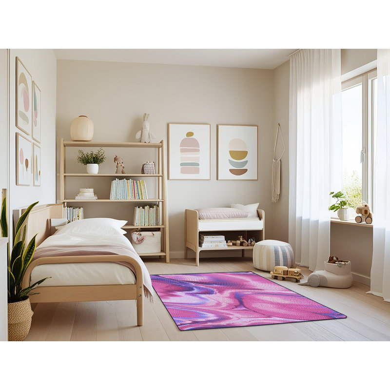 Tapis abstrait en laine mauve, Rectangle 4 pi x 6 pi