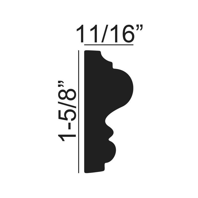 RPS-4400 1.62'' H x 96'' W x 0.69'' D Urethane Chair Rail