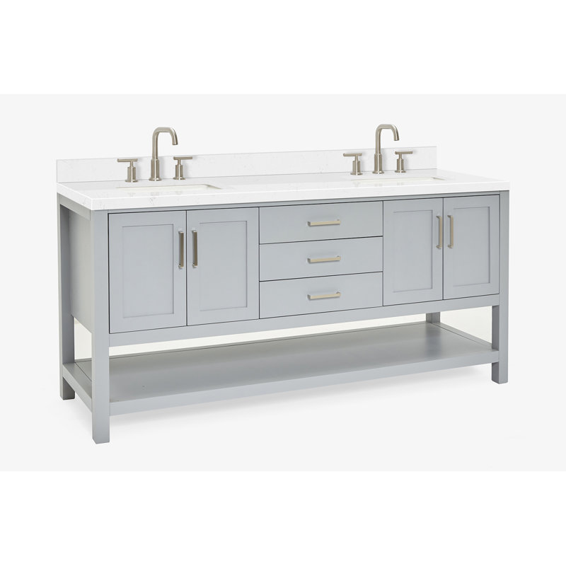 ARIEL Magnolia 72 Double Bathroom Vanity with Top, Rectangular, Gray