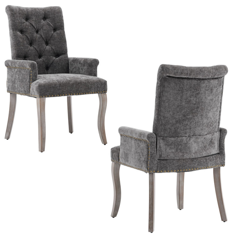 Chaises de salle à manger rembourrées Seita, 2, Gris