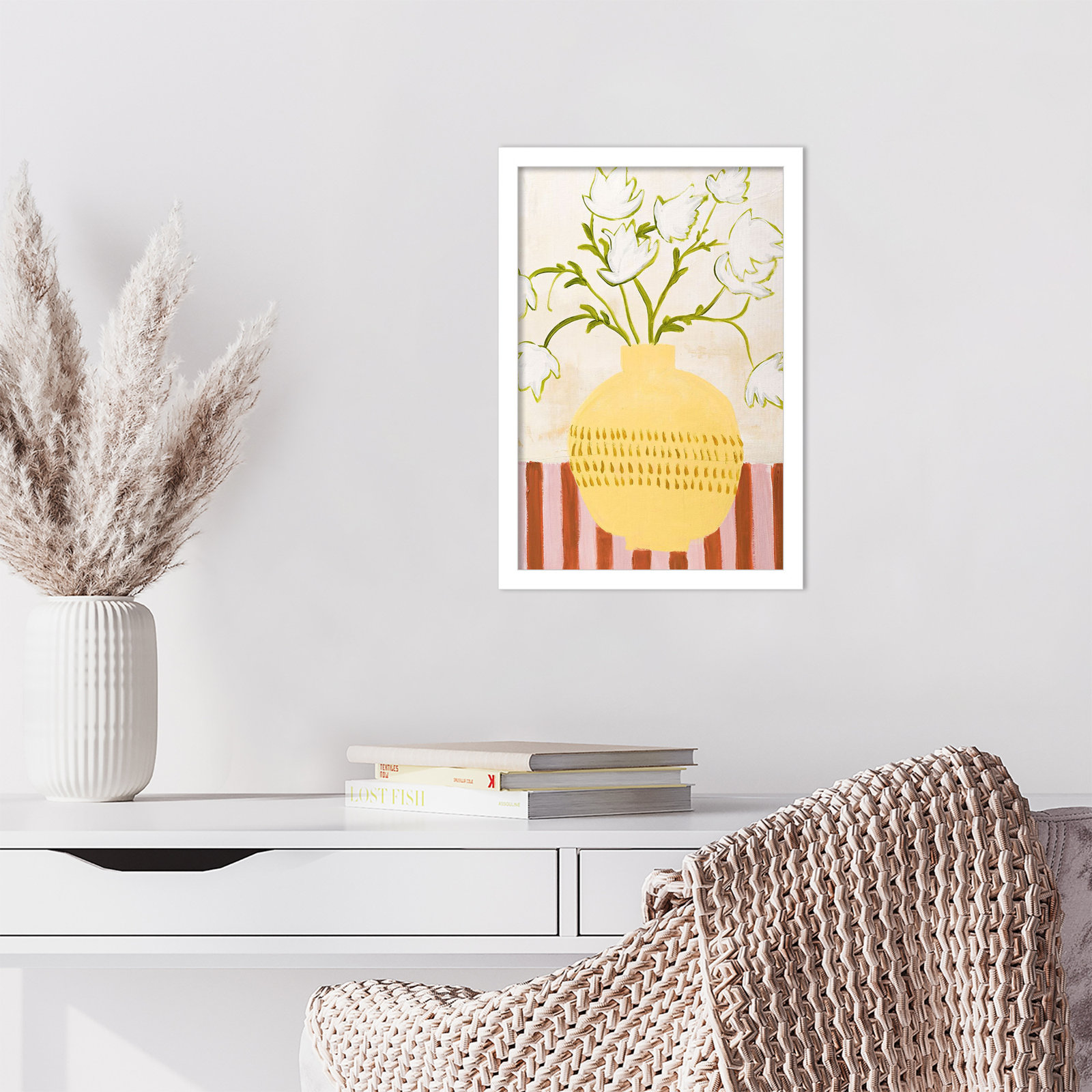 Yellow Vase Print by Design Fabrikken, 17" H x 12" W, White