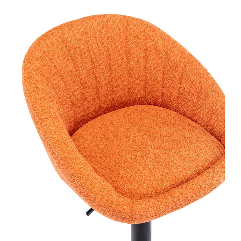 Swivel Upholstered Adjustable Height Counter Stool with Metal Frame, Orange