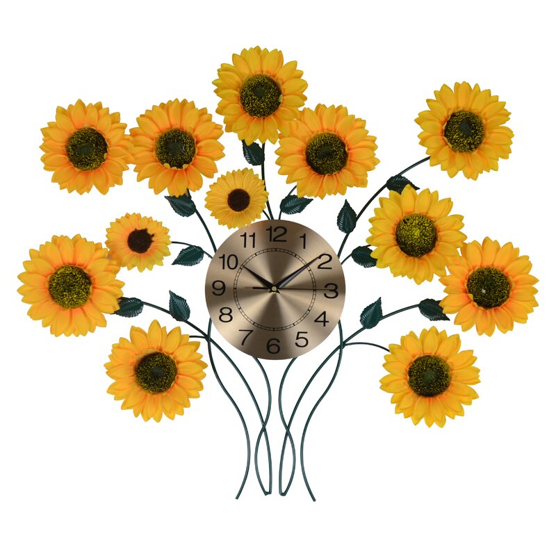 Sunflower Wall Clocks - Bowerston Metal Wall Clock