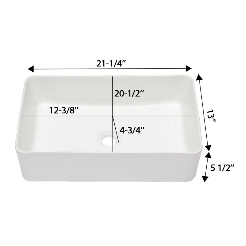 Lavabo de salle de bain vasque rectangulaire en céramique blanche L 21-1 / 4 po x l 13 po Lordear