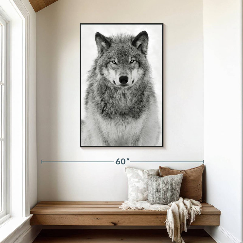 Mighty Timber Wolf, 31" X 46", Floating Frame Black